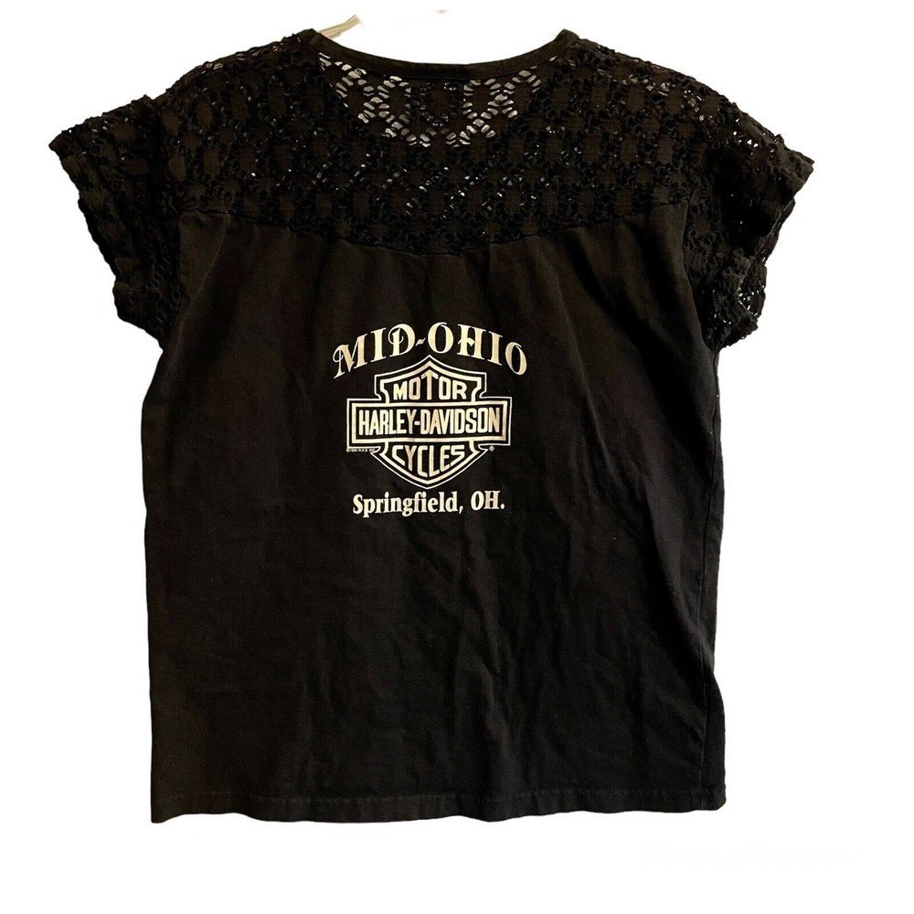 Harley Davidson Medium T Shirt Black Graphic Short Sleeve Mid-Ohio Biker… - Picture 3 of 6